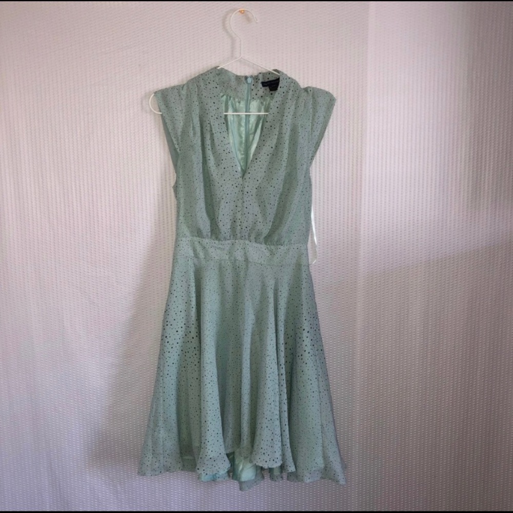 French Connection Light Teal Polka Dot Dress
